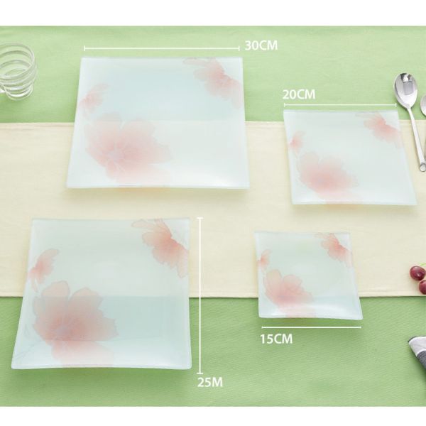 Handmade Colored Painted Square Glass Fruit Bowl 25cm