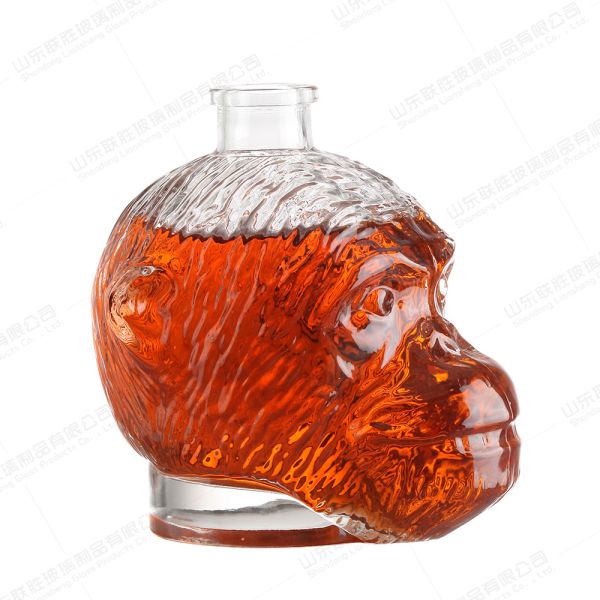 Buy Clear 1000ml Large Size Ape Head Shape Vodka Glass Bottle for Beverage Packaging at wholesale prices