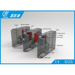 Quality Business Building Pedestrian Barrier Gate , Retractable Flap Barrier 100W / 24V for sale