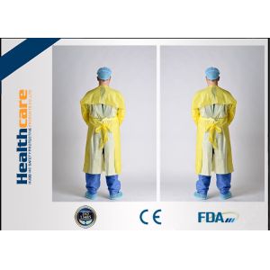 CPE Disposable Isolation Gowns Blue/Yellow Long Sleeve Sterile / Non - Sterile