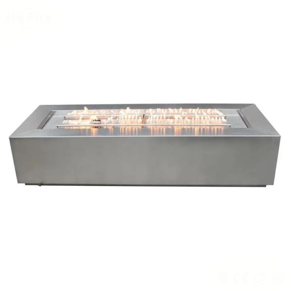 Buy Modern Patio Heating Rectangular Stainless Steel Linear Gas Fire Pit Table at wholesale prices