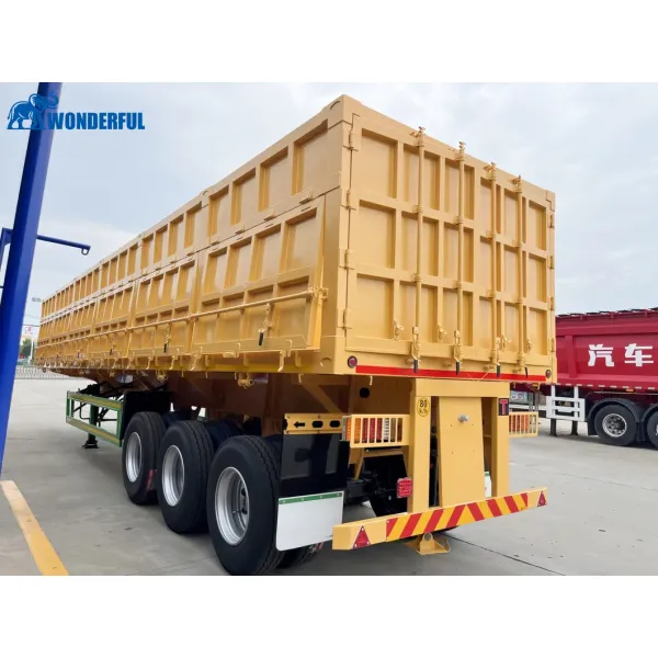 Enhanced Stability U Shape Tri-Axles Self Loading Capacity 60 Tons Stone Transport Dimension Double Tipping Vehicle Hydraulic Dump Side Tipper Semi