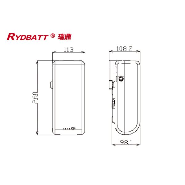 RYDBATT SKY-03B(36V) Lithium Battery Pack Redar Li-18650-10S4P-36V 10.4Ah For Electric Bicycle Battery