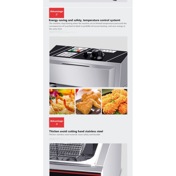 12kg Capacity Commercial Electric Deep French Fries Fryers with Single Tank