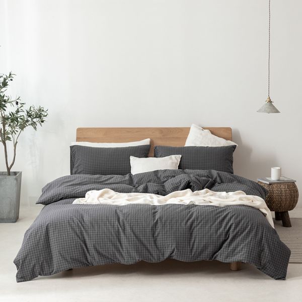 100% Washed Cotton Bedding Set Soft Hand Feel Breathable and Durable Linen Like Texture