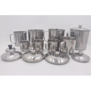 12cm Stainless Steel Baby Mug Chrome Camping With Lid