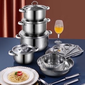 Kitchen Stainless Steel Cookware Set 15pcs SS410 Milk Soup Pot