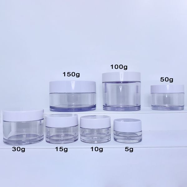 Custom Logo Beauty Cream Double Wall PS/PET/PETG plastic Jar With Screw Cap Seal For acrylic powder