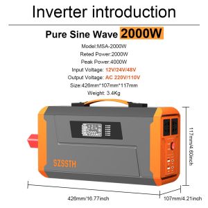 800W 1000W 2000W Pure Sine Power Inverter For Car With SDK Network