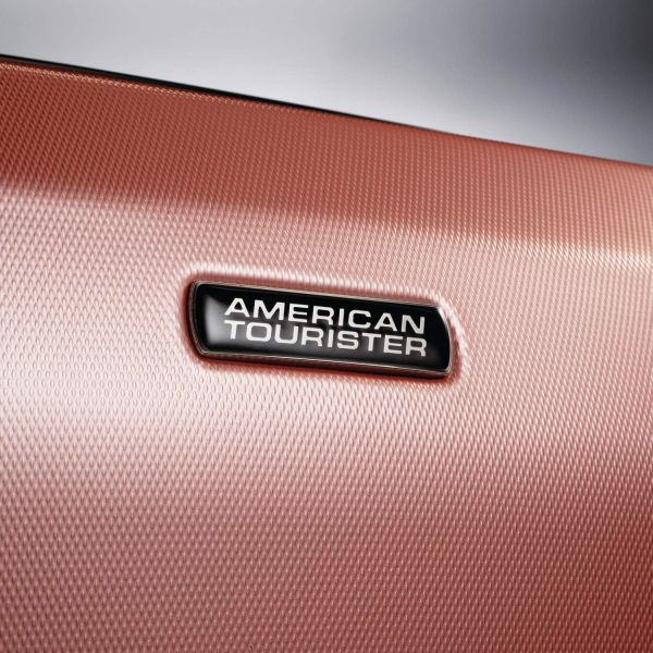 Moonlight Hardside Expandable Luggage with Spinner Wheels, Rose Gold, Checked-Medium 24-Inch