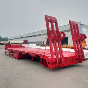 Tri - Axle Heavy Duty Lowboy Semi Truck Trailer With 13 Tons Fuwa / BPW Axle