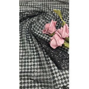 Quality Black Sequin Embroidered Mesh Ground Opulent And Bold Fabric For Eye-Catching Evening And Gala Dresses for sale