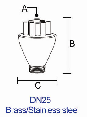 1" dN25 Brass Concertrating Shooting Fountain Jet Nozzle Water Fountain Spray Heads