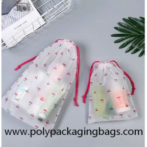 0.06mm Printed Transparent PE Drawstring Storage Bag