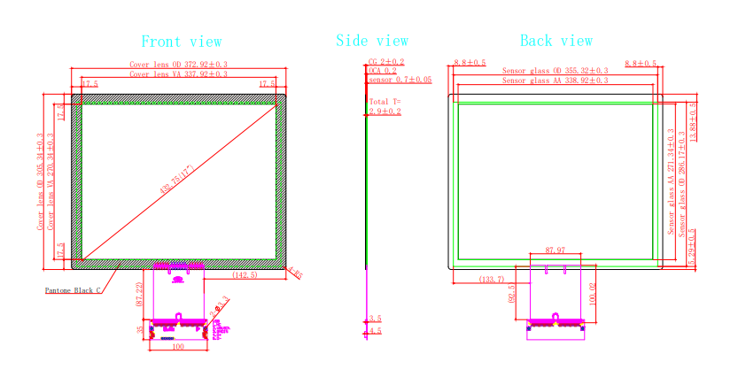 17 Inch Touch Panel With Glass Laminate And Touch Sensor