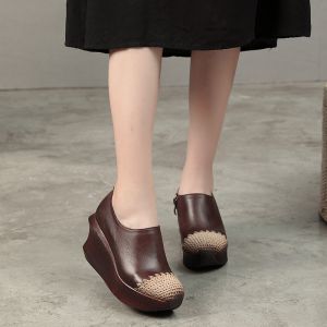 S167 new first layer cowhide ethnic style literary platform single shoes