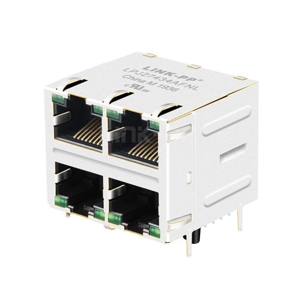 Buy LPJ27434AFNL 10/100 Base-T Tab Up Green/Green LED 2X2 Port Modular Jack RJ45 8 Pin Connector at wholesale prices