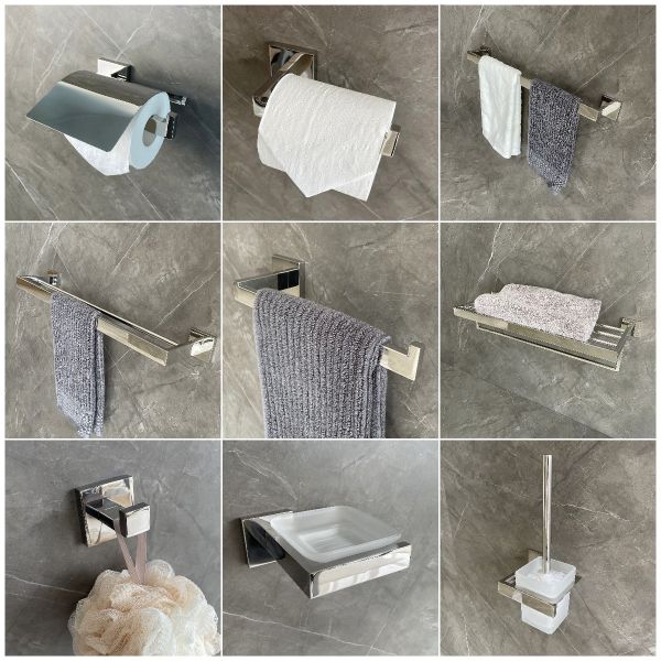 ODM OEM Stainless Steel Hardware Bathroom Accessories Set Polished