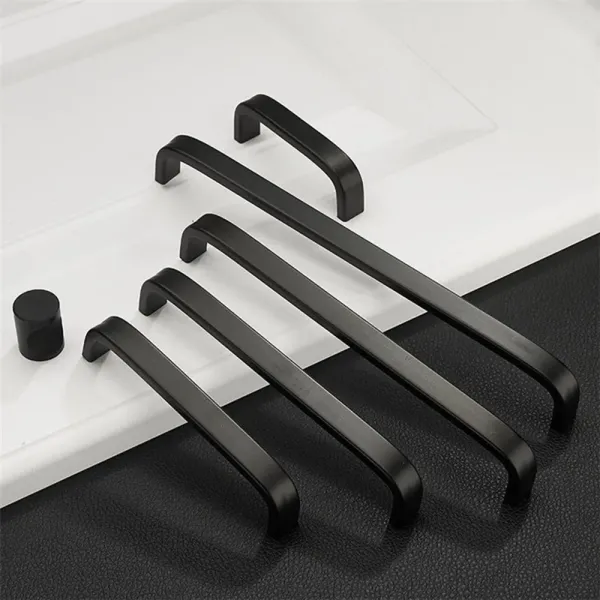 High Quality Stainless Steel Solid Exterior Interior Luxury Hardware Tube Cabinet Furniture Handle Pull Modern Bedroom Aluminum Alloy Lever Black Door Handle