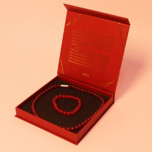 Quality Magnetic Necklace Jewelry Packaging Box Red Gold Foil for sale