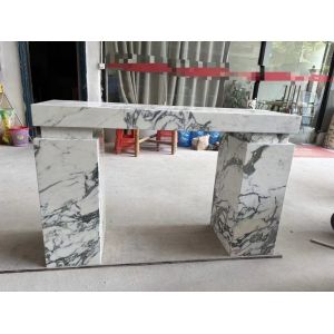 Adjustable Marble Entry Console Table with Glossy Finish and Arabescato Marble