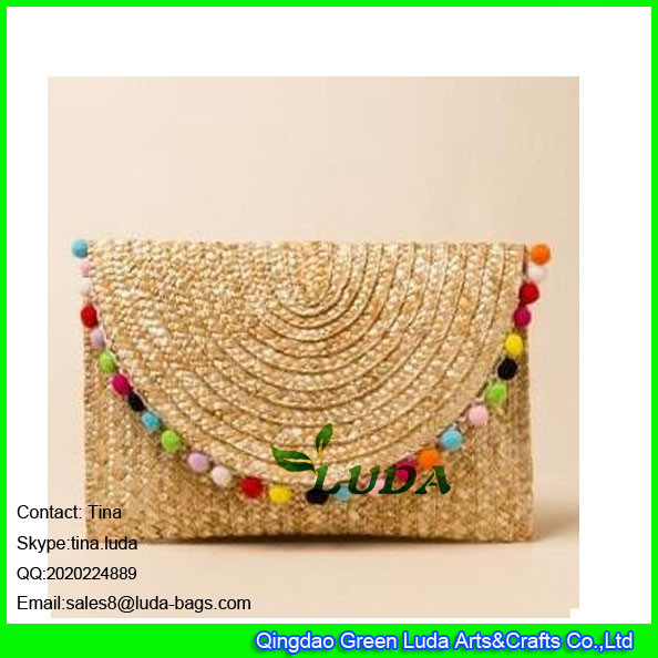 Buy LUDA rainbow straw handbag fashion wheat straw clutch bag at wholesale prices