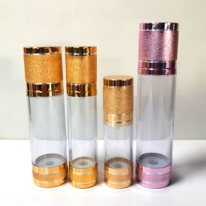 Gold Silver Aluminum Cosmetic Vacuum Pump Bottle UV Plating 15ml 30ml 50ml 100ml