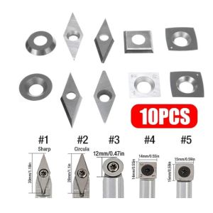 10PCS Sets Woodturning Carbide Inserts Including Round / Square / Diamond Shape