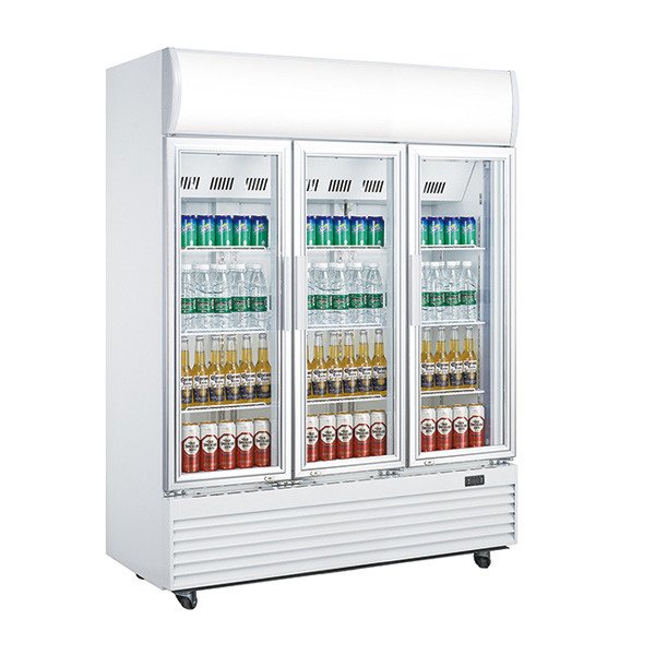 Buy Three Doors Commercial Display Fridges , 1310L Glass Door Beverage Refrigerator,No Frost Fan Cooling Display Fridge at wholesale prices
