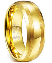 Buy Elegant Tungsten Carbide Ring for Men Luxury Gold Polished Wedding Band at wholesale prices