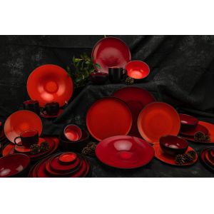 Hotel Red Black Glaze Stoneware Dinnerware Set