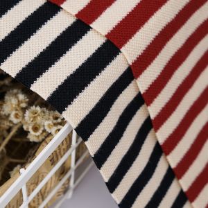 Custom Striped Cotton Fabric Breathable French Terry Pique Texture