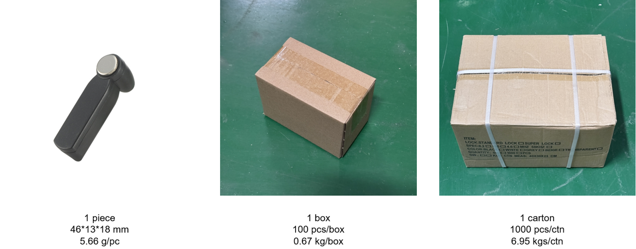 46mm EAS 58KHz Hard AM Security Tags Black ABS For Supermarket Clothing Store