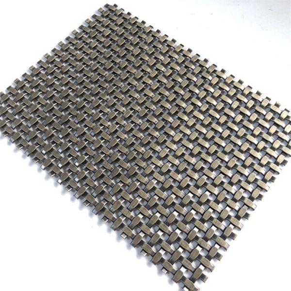 Flat Wire Metal Furniture Screen Single Crimp Grille Antique Brass Finish Decorative Woven Wire Grilles For Cabinet Doors