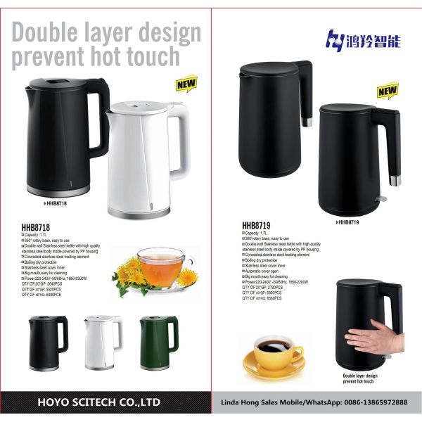 Electric Kettle with Automatic Shut-Off and Boil-Dry Protection