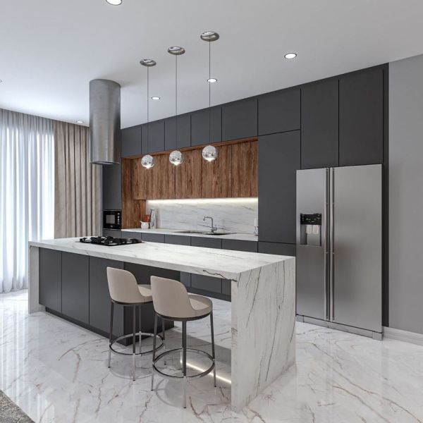 Modern Light Luxury Custom Kitchen Cabinet With Stainless Steel Stove Integration Whole House Wall Cabinet Design Kitchen Cabinet