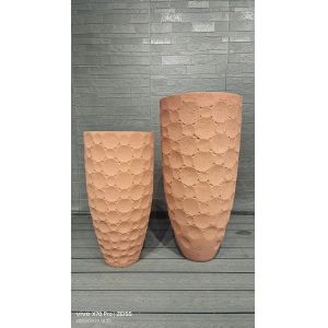 Antique Fiber Clay Planter With Textured Surface And Drainage Holes