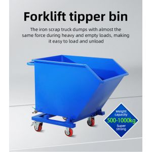 Heavy Duty Iron Scrap Skip Self Unloading Forklift Dumpster Hopper Reversible