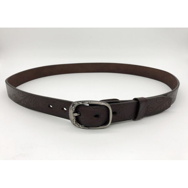 Buy Ladies Flower Leaves Embossed Leather Belt 2.2cm Width at wholesale prices