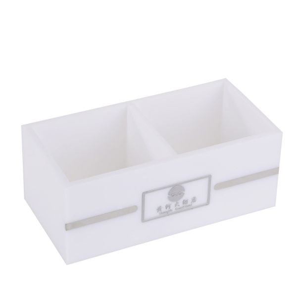 Buy White acrylic with stainless stick tea box can hotel supply at wholesale prices