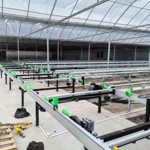Growing System Rolling Greenhouse Tables Adjustable Shuttle Bench System