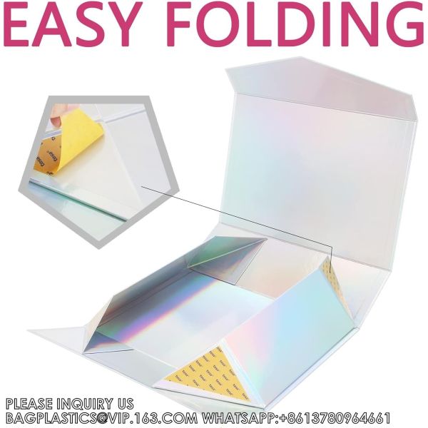 Holographic Silver Gift Boxes, Large Gift Boxes With Lids,Magnetic Closure Gift Boxes Presents, Bridesmaid Proposal
