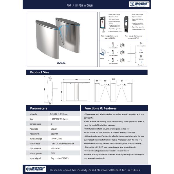 Telescopic Acrylic Flap Barrier Turnstile Gate Access Control Systems With Elegant Design