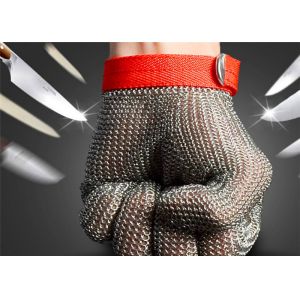 6'' Stainless Steel Anti Cutting Gloves Woven with Chainmail Ring Mesh