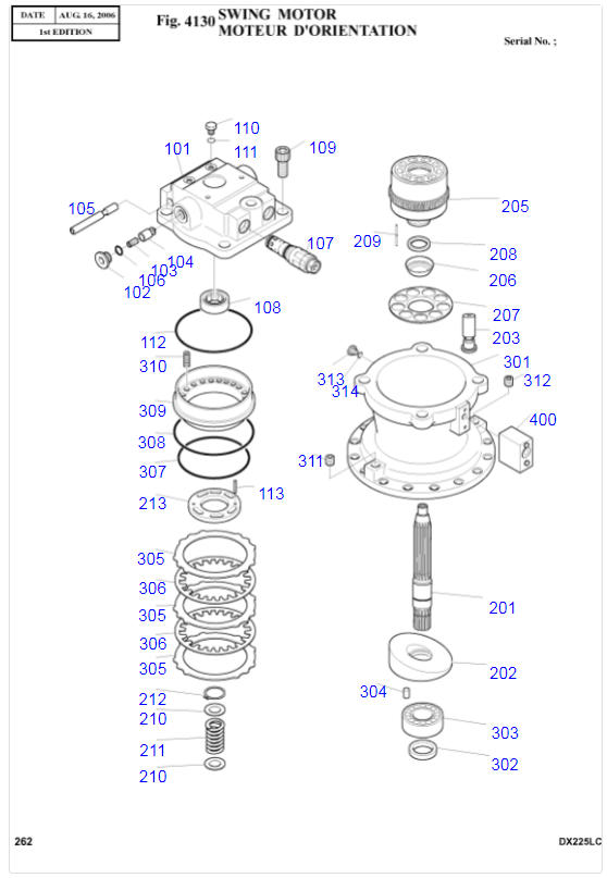 M2X150 DX225 DH220-5 Swing Motor Assy K1000697A