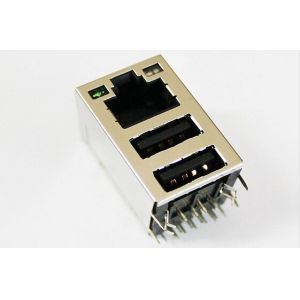 Quality Shielded POE RJ45 USB Connector , Router Stacked RJ45 Network Jack for sale