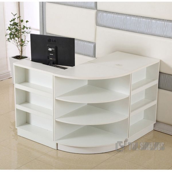 Wooden Supermarket Cashier Counter Table With Display Case Fashionable ODM