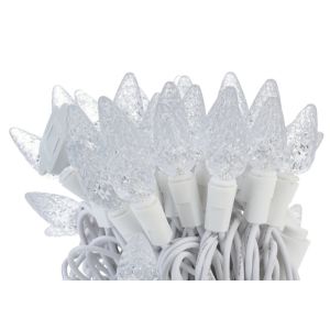 Quality LED C6 String Light Set w/ 70 Bulbs - Cool White w/ White Cord for sale