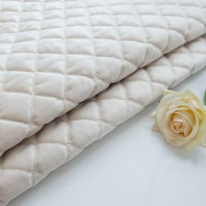 Ultrasonic Quilted Sofa Velvet Upholstery Fabric Customized Warp