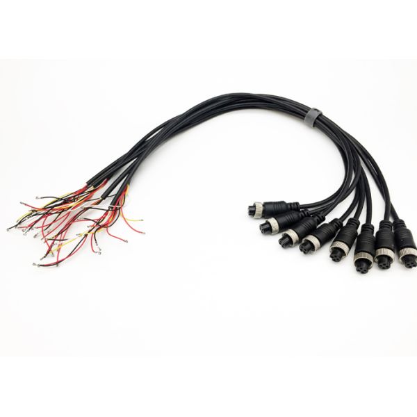 Car Video Extension Cable 4 Pin female Aviation with 5 or 6 wires Adapter for Truck, Trailer